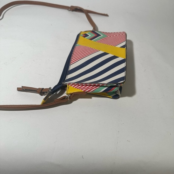 Blue and Yellow Artistic Crossbody Bag with Geometric Design - Picture 5 of 6